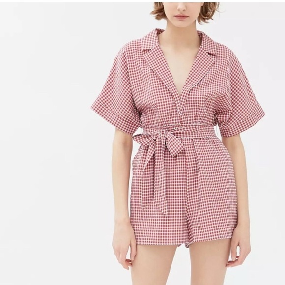 En Saison Red Checkered Romper - Picture 1 of 12